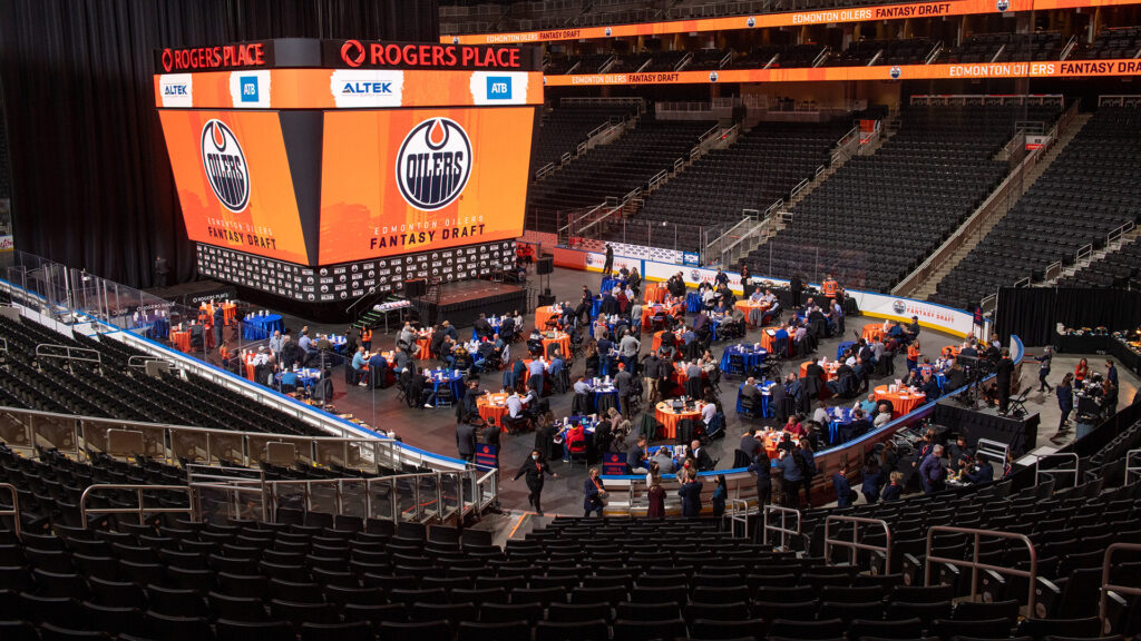 A corporate event on the ice surface of Rogers Place