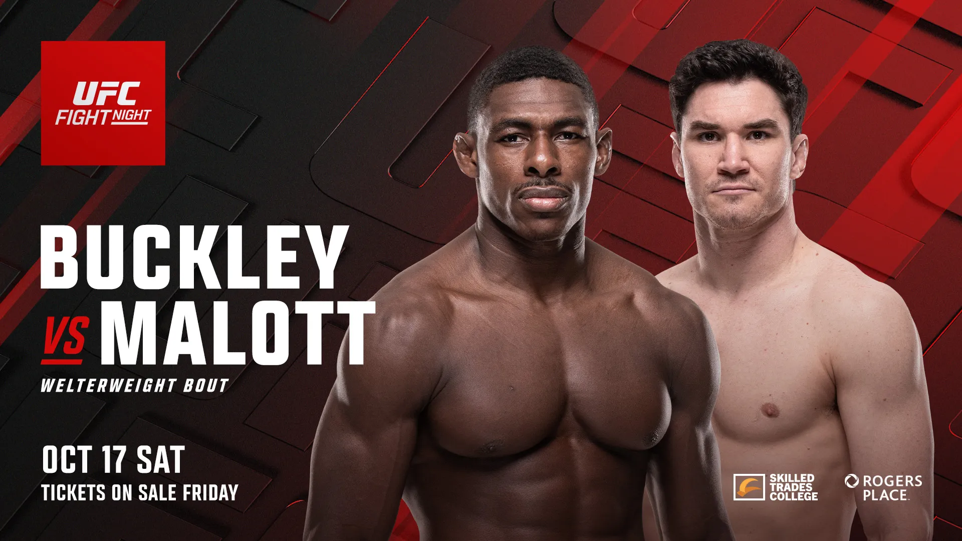 UFC Fight Night promotional banner for Rogers Place.